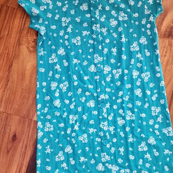 Art Class Teal blue/Green Floral Pullover Knit Kids Dress Size L 10-12 - Picture 3 of 15